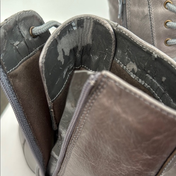 Elegant Pewter Lace-Up Ankle Boots - Picture 10 of 13